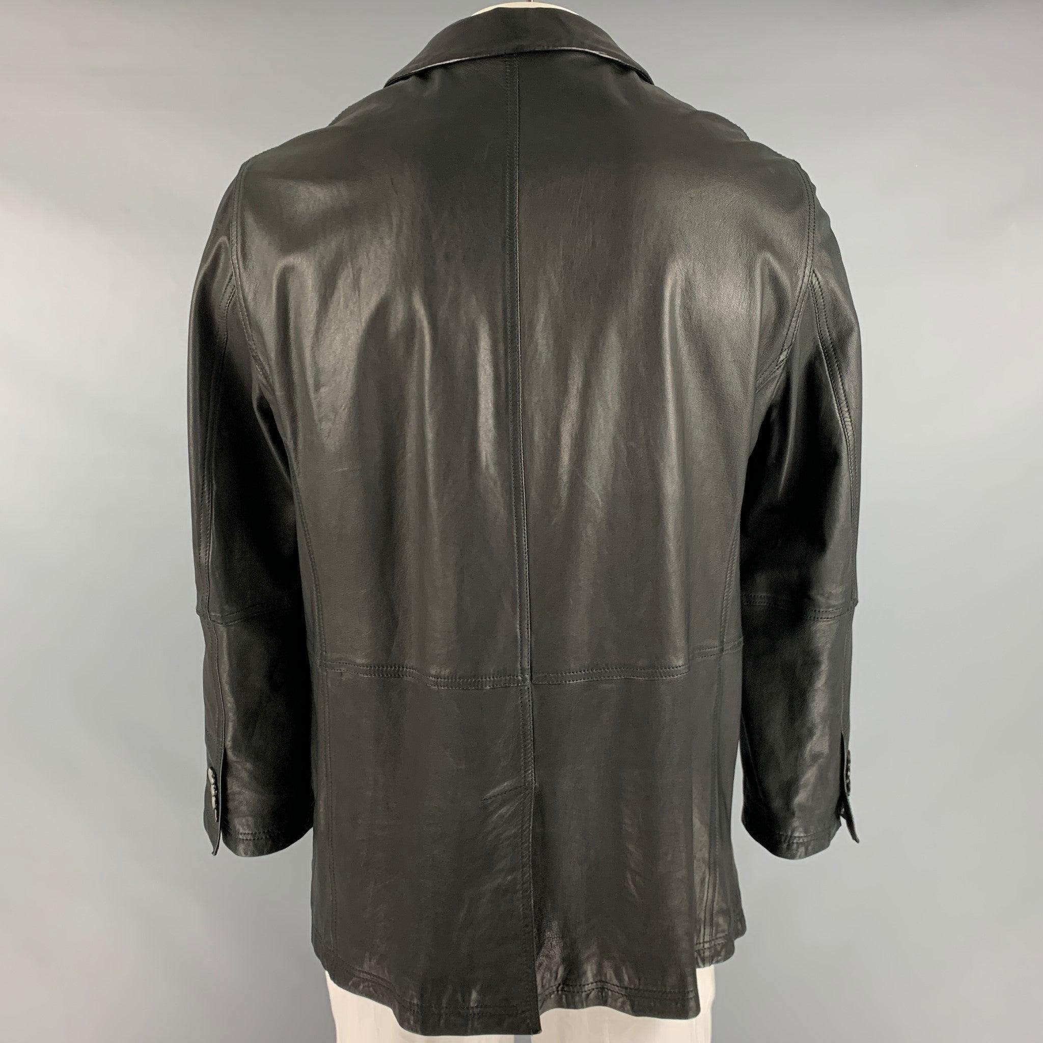 GIORGIO ARMANI Size 46 Black Single Breasted Jacket In Good Condition For Sale In San Francisco, CA