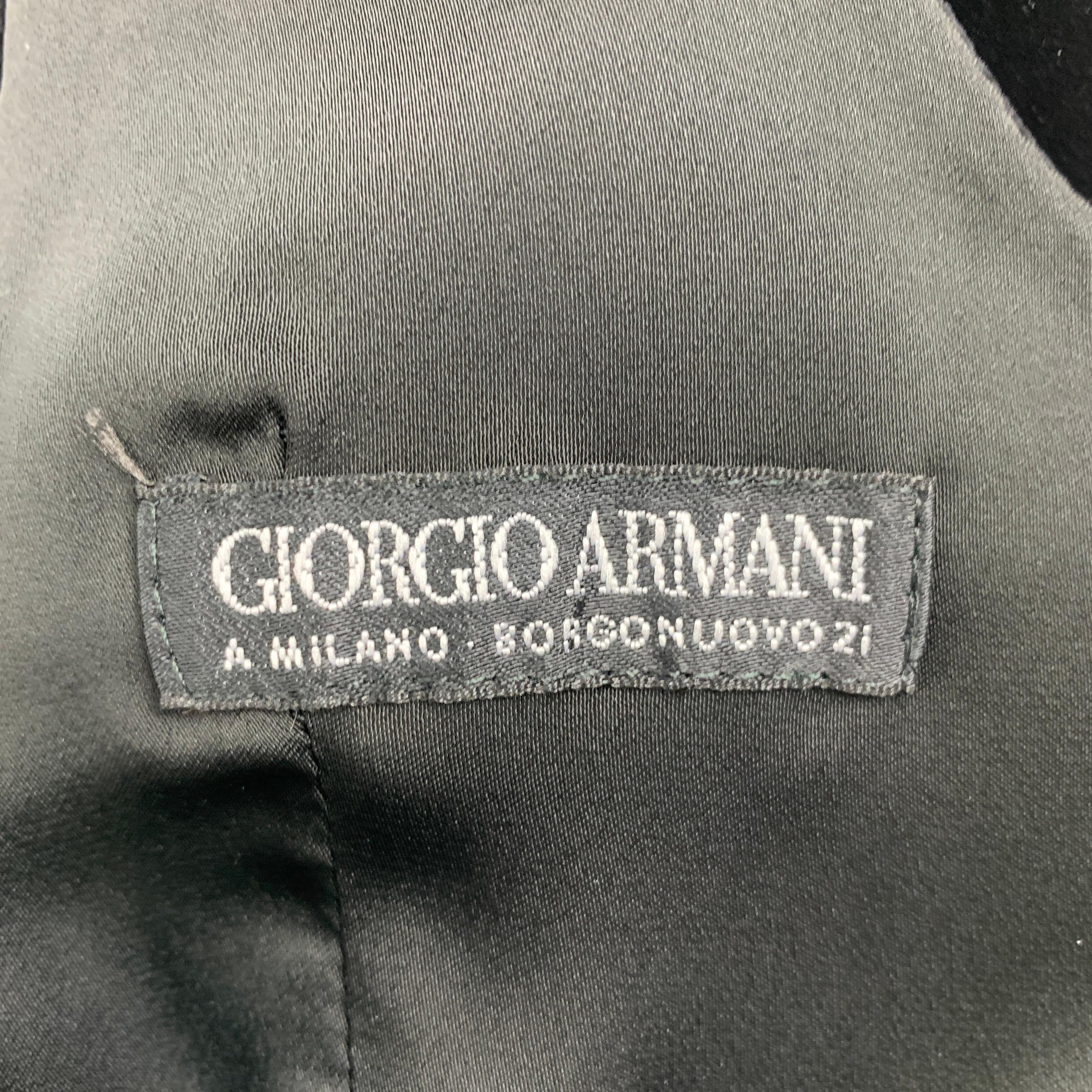 GIORGIO ARMANI Size 46 Black Velvet Cotton / Silk Deep Neck Vest In Good Condition In San Francisco, CA