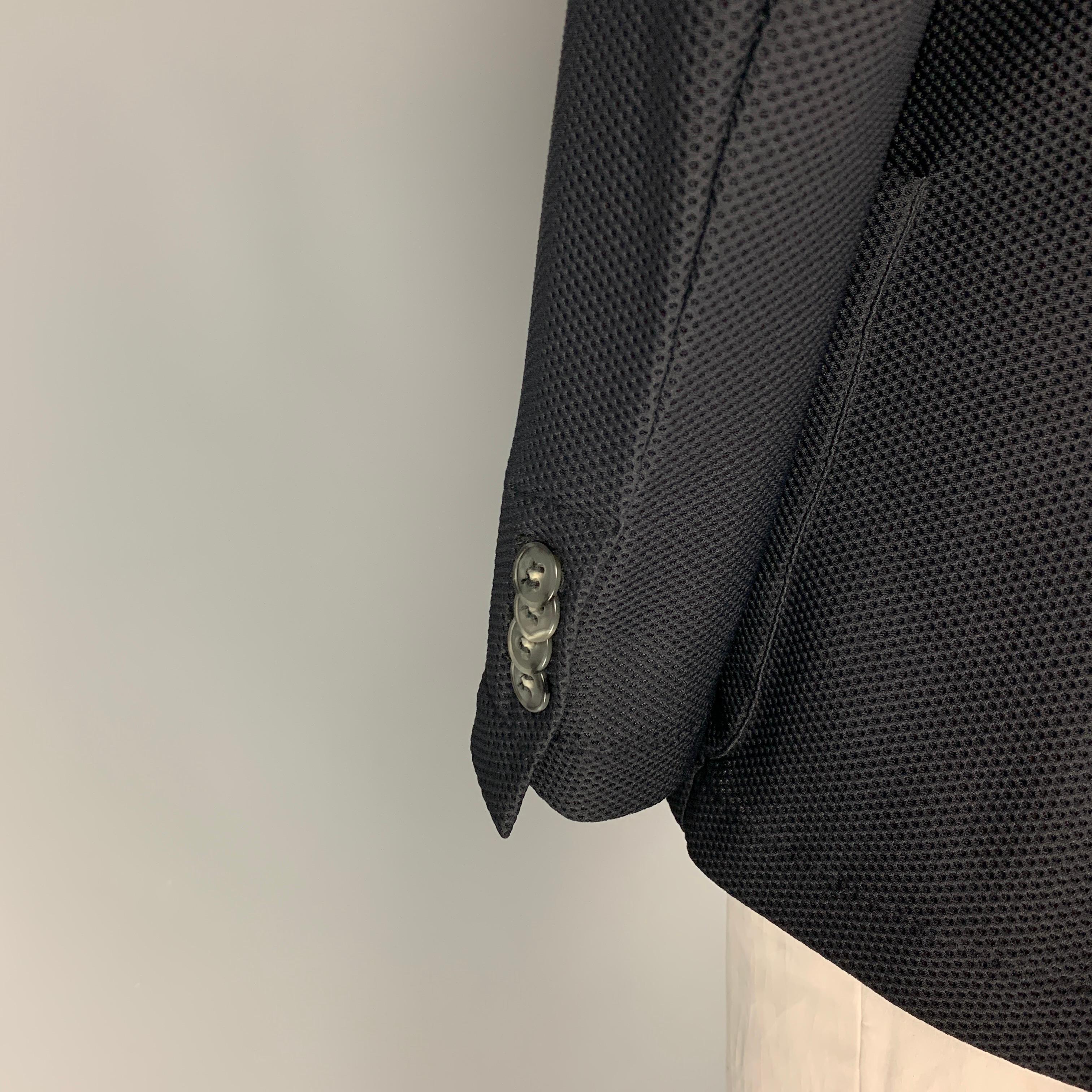 GIORGIO ARMANI Size 46 Black Waffle Knit Polyamide Sport Coat In Good Condition In San Francisco, CA