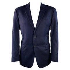 GIORGIO ARMANI Size 46 Navy Woven Virgin Wool Notch Lapel Sport Coat