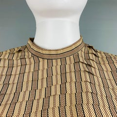GIORGIO ARMANI Size 6 Beige Burgundy Silk Stripe Pleated Blouse