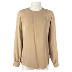 GIORGIO ARMANI Size 6 Beige Viscose Acetate Squares Blouse