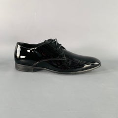 GIORGIO ARMANI Size 6 Black Patent Leather Derby Lace-Up Shoes
