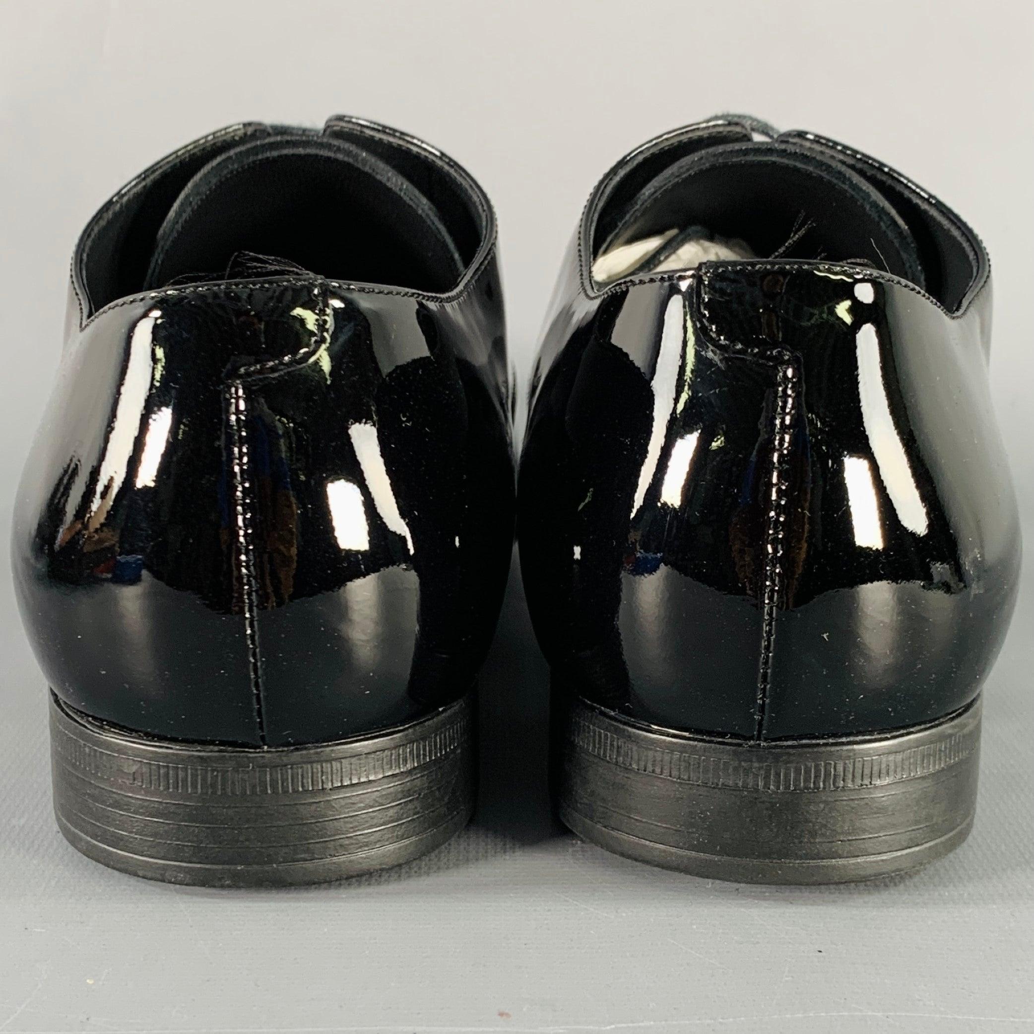 GIORGIO ARMANI Size 6 Black Patent Leather Derby Lace-Up Shoes In Good Condition For Sale In San Francisco, CA