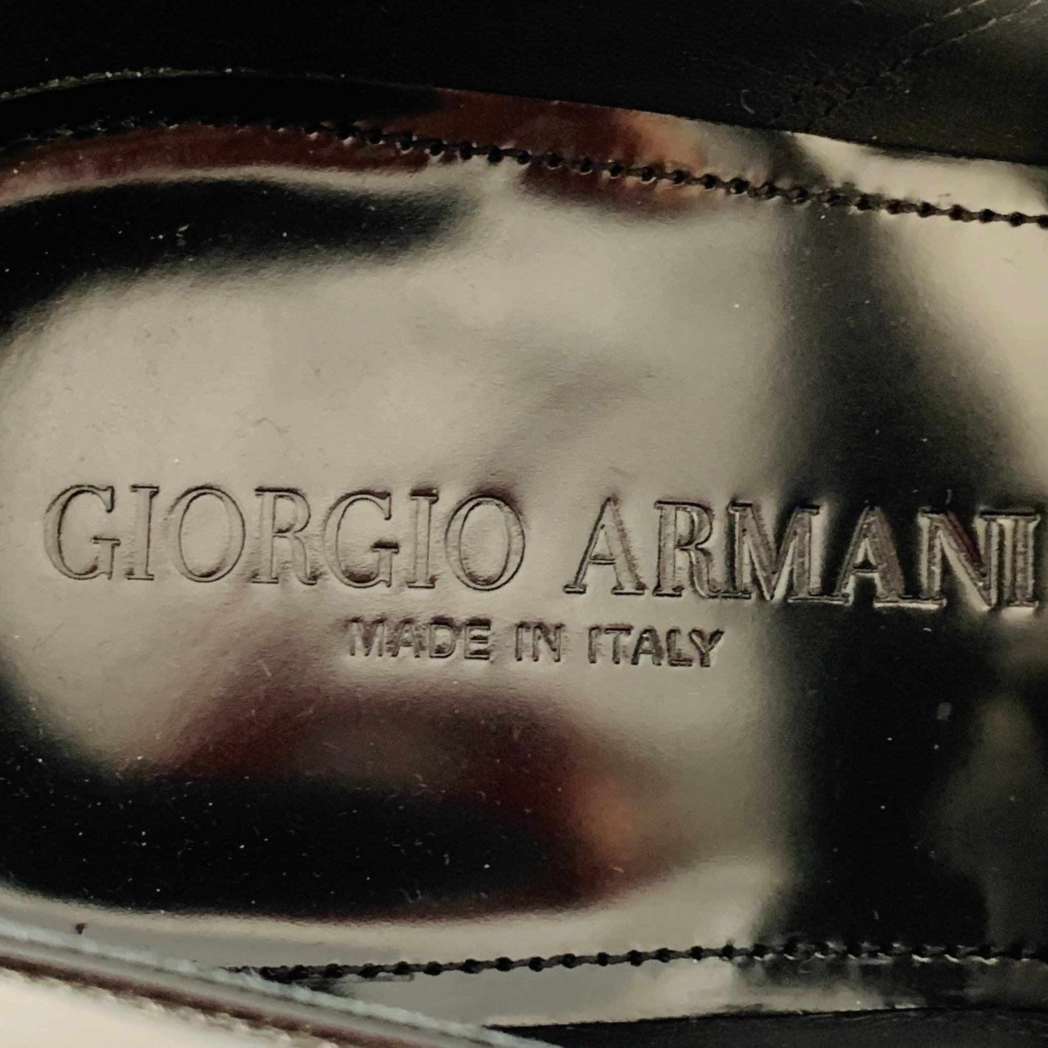 GIORGIO ARMANI Size 6 Black Patent Leather Derby Lace-Up Shoes For Sale 3