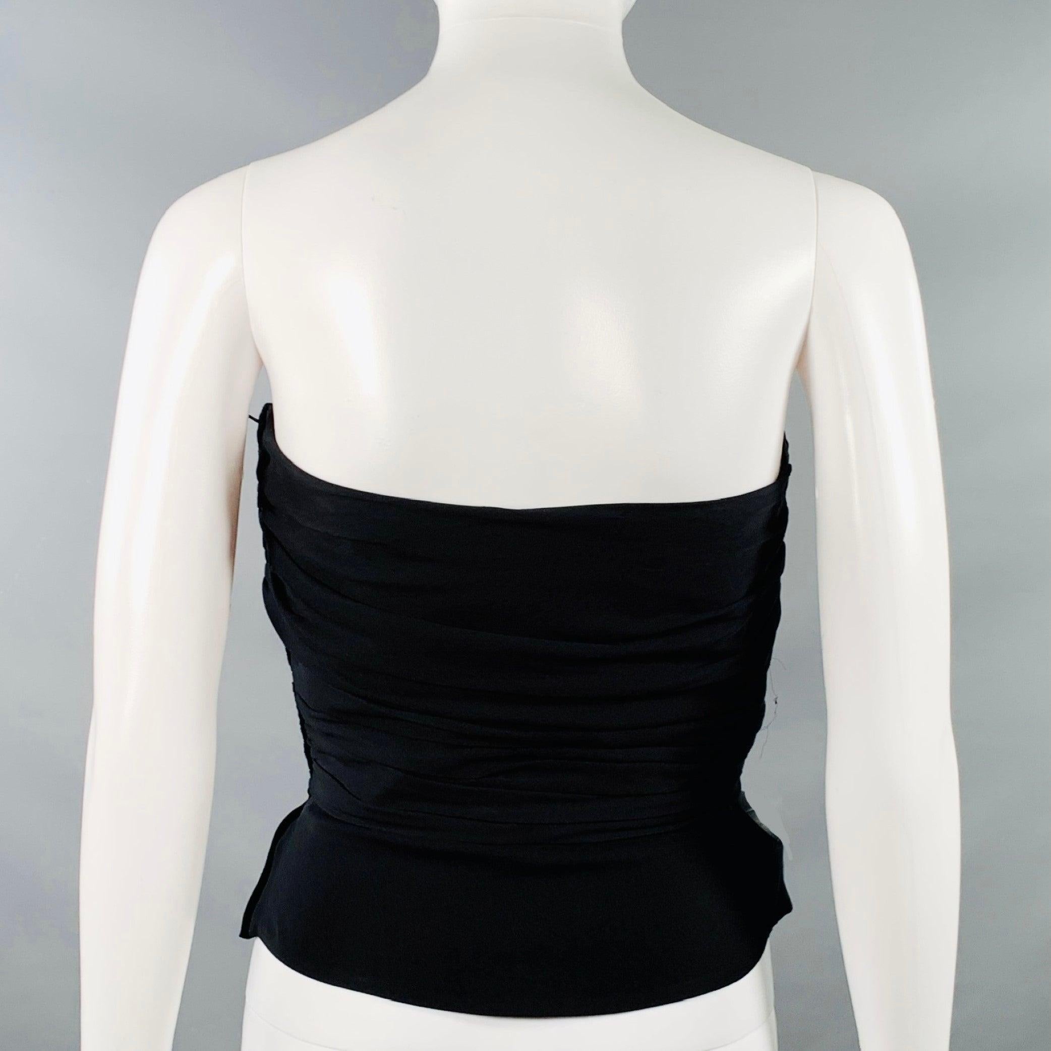 GIORGIO ARMANI Size 6 Black Ruched Bustier Dress Top In Good Condition For Sale In San Francisco, CA