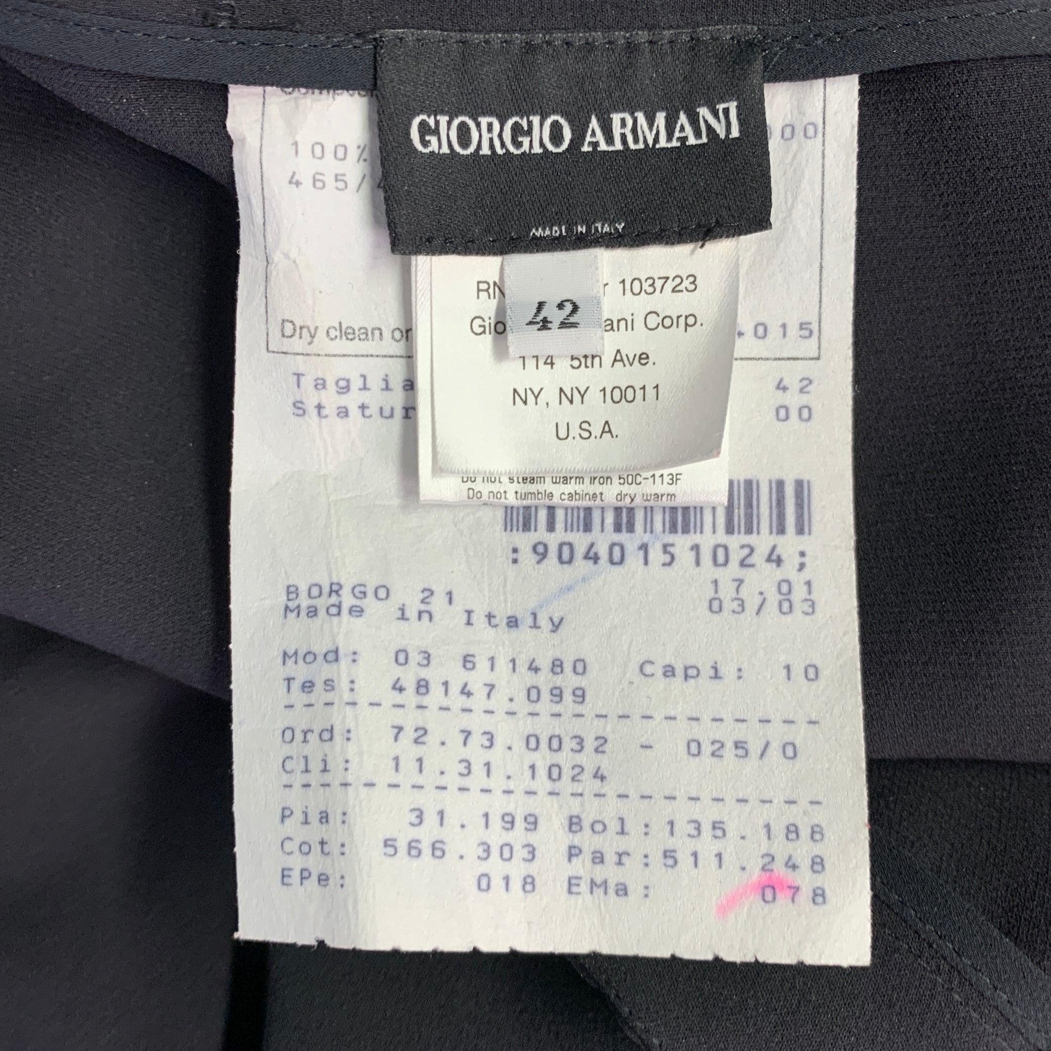 GIORGIO ARMANI Size 6 Black Silk Wide Leg Dress Pants In Good Condition For Sale In San Francisco, CA