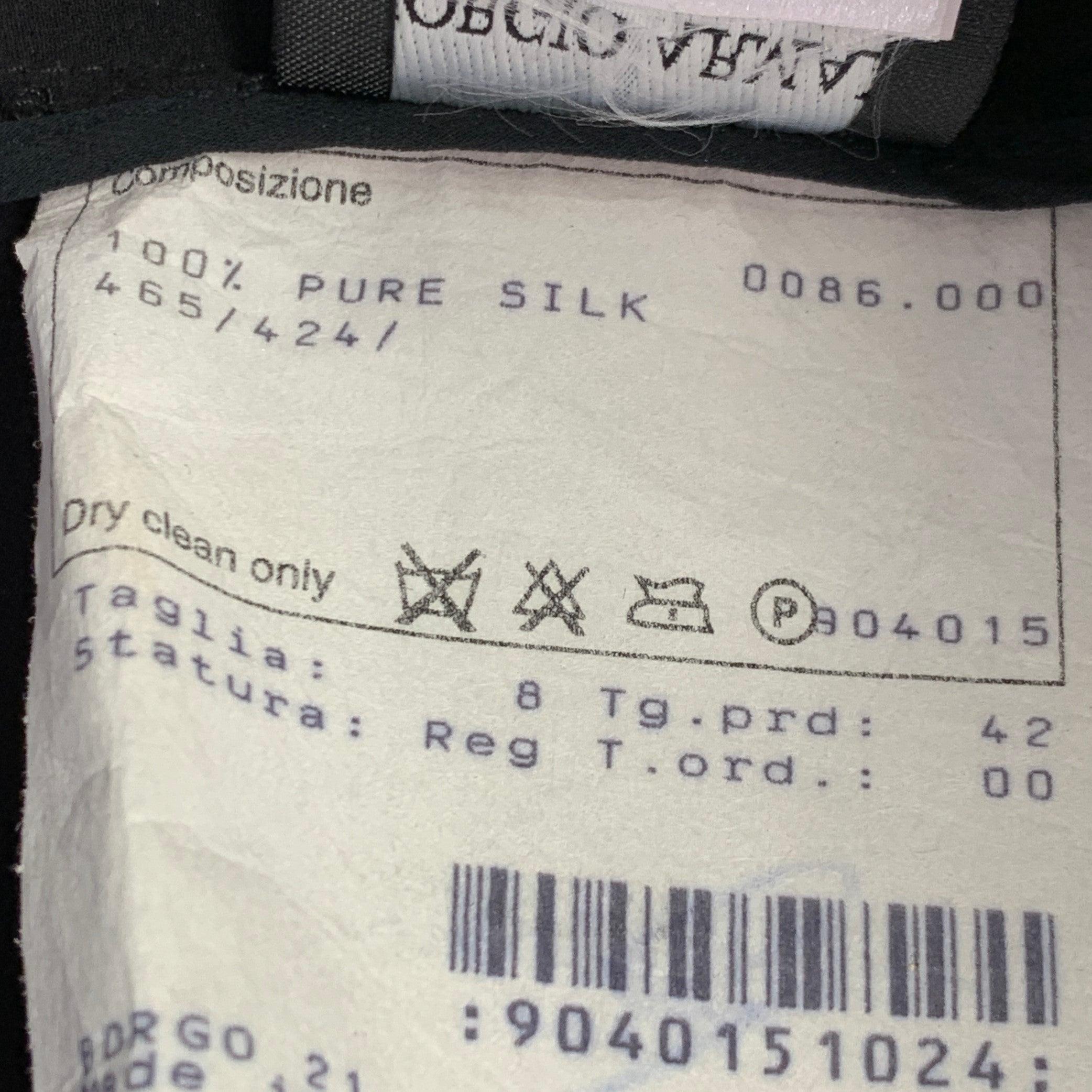 GIORGIO ARMANI Size 6 Black Silk Wide Leg Dress Pants For Sale 1