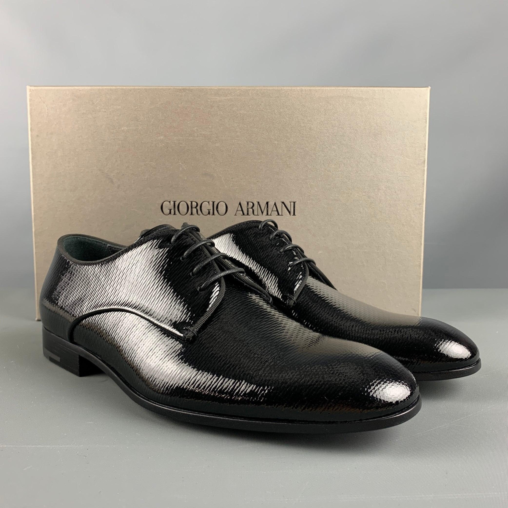 GIORGIO ARMANI Size 6 Black Solid Leather Lace Up Lace Up Shoes For Sale 6