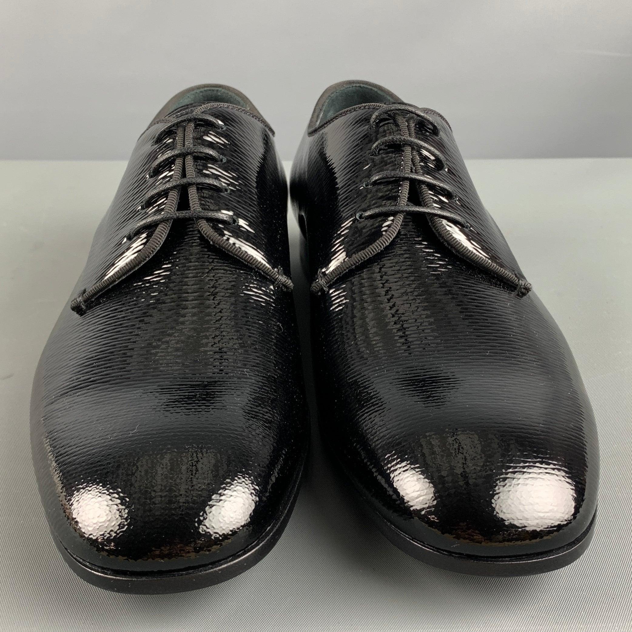 Men's GIORGIO ARMANI Size 6 Black Solid Leather Lace Up Lace Up Shoes For Sale