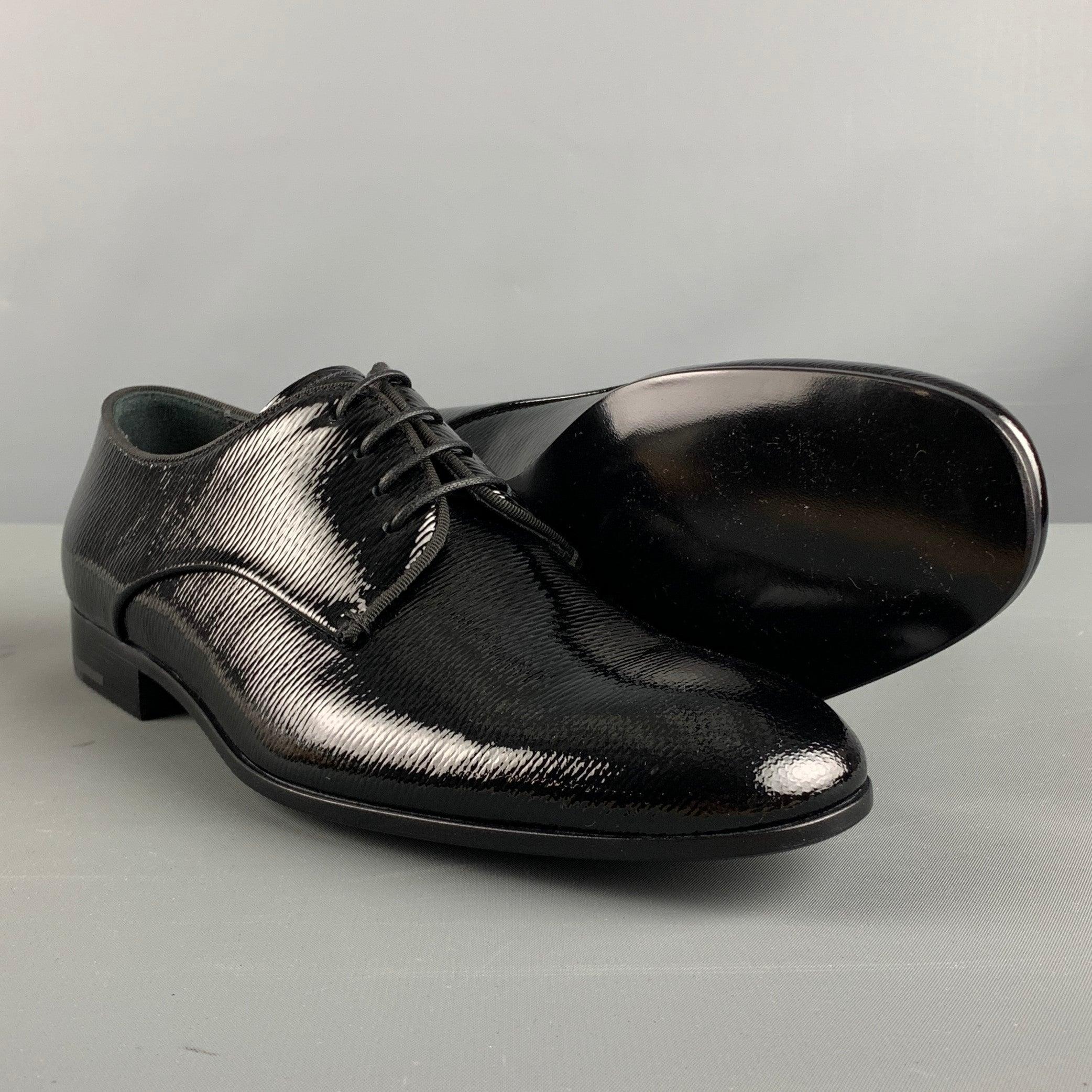 GIORGIO ARMANI Size 6 Black Solid Leather Lace Up Lace Up Shoes For Sale 1