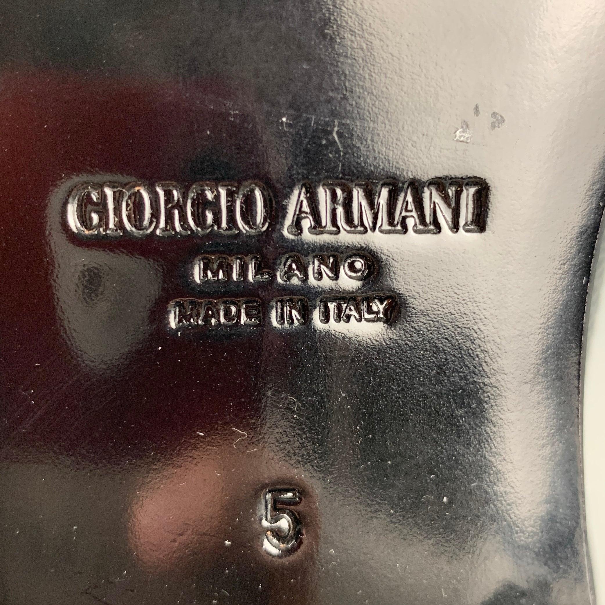 GIORGIO ARMANI Size 6 Black Solid Leather Lace Up Lace Up Shoes For Sale 3