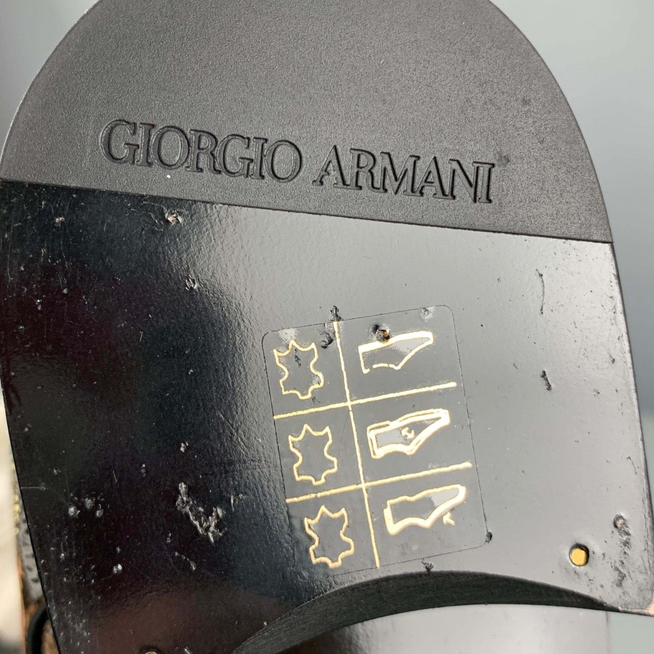 GIORGIO ARMANI Size 6 Black Solid Leather Lace Up Lace Up Shoes For Sale 4