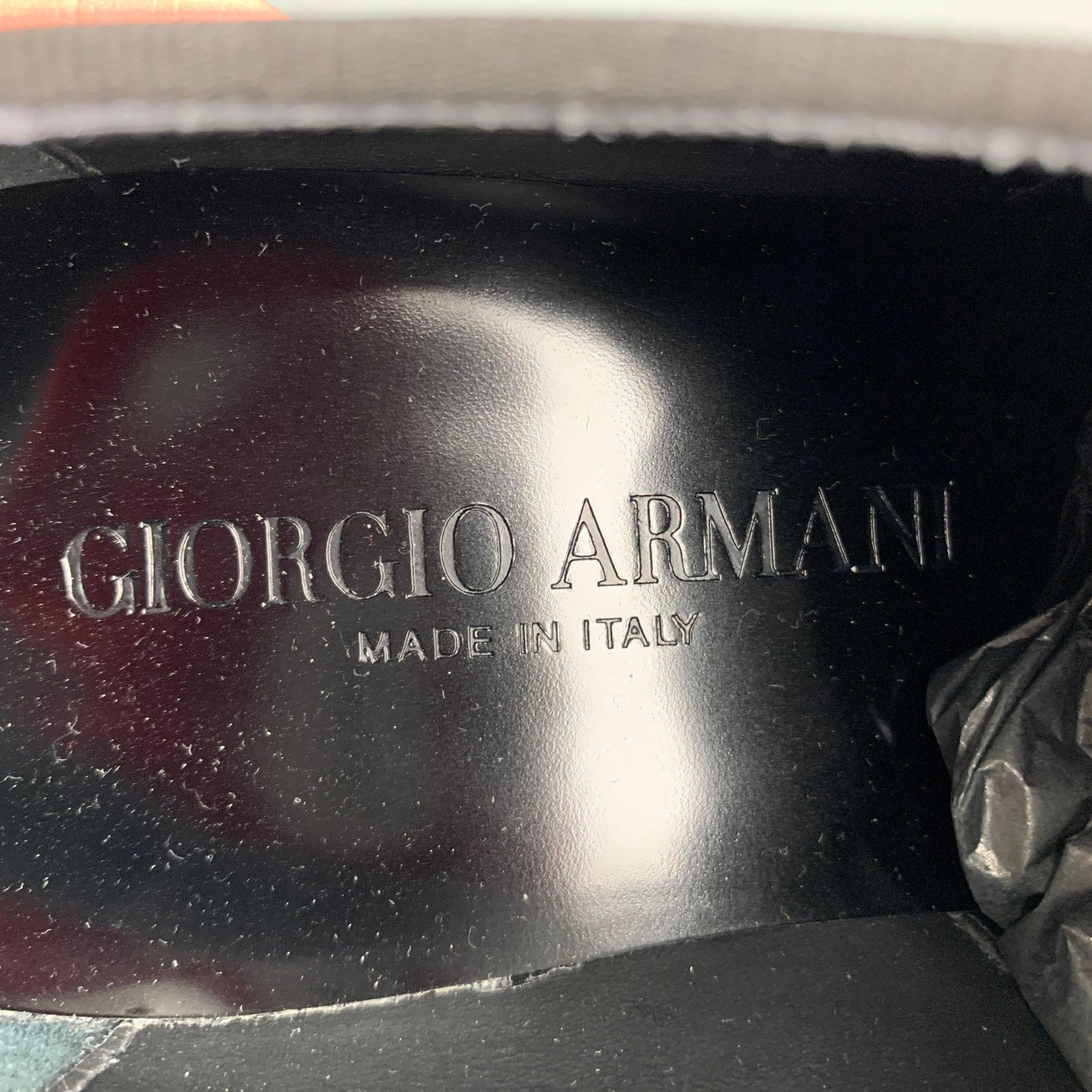 GIORGIO ARMANI Size 6 Black Solid Leather Lace Up Lace Up Shoes For Sale 5
