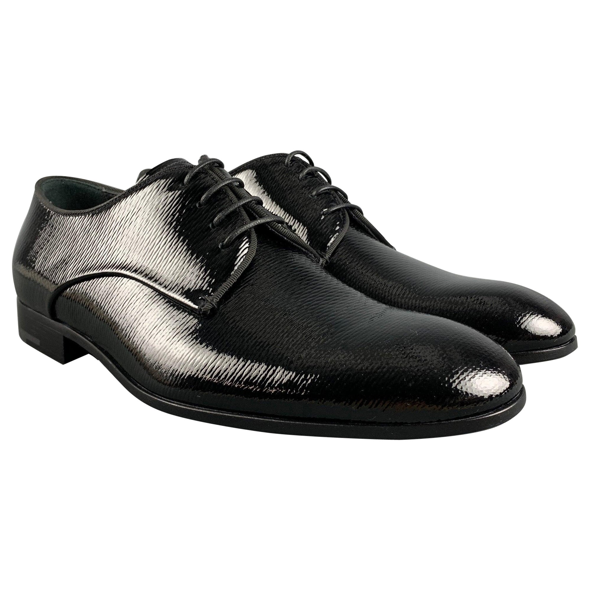GIORGIO ARMANI Größe 6 Schwarze Schuhe aus massivem Leder mit Schnürung und Schnürung