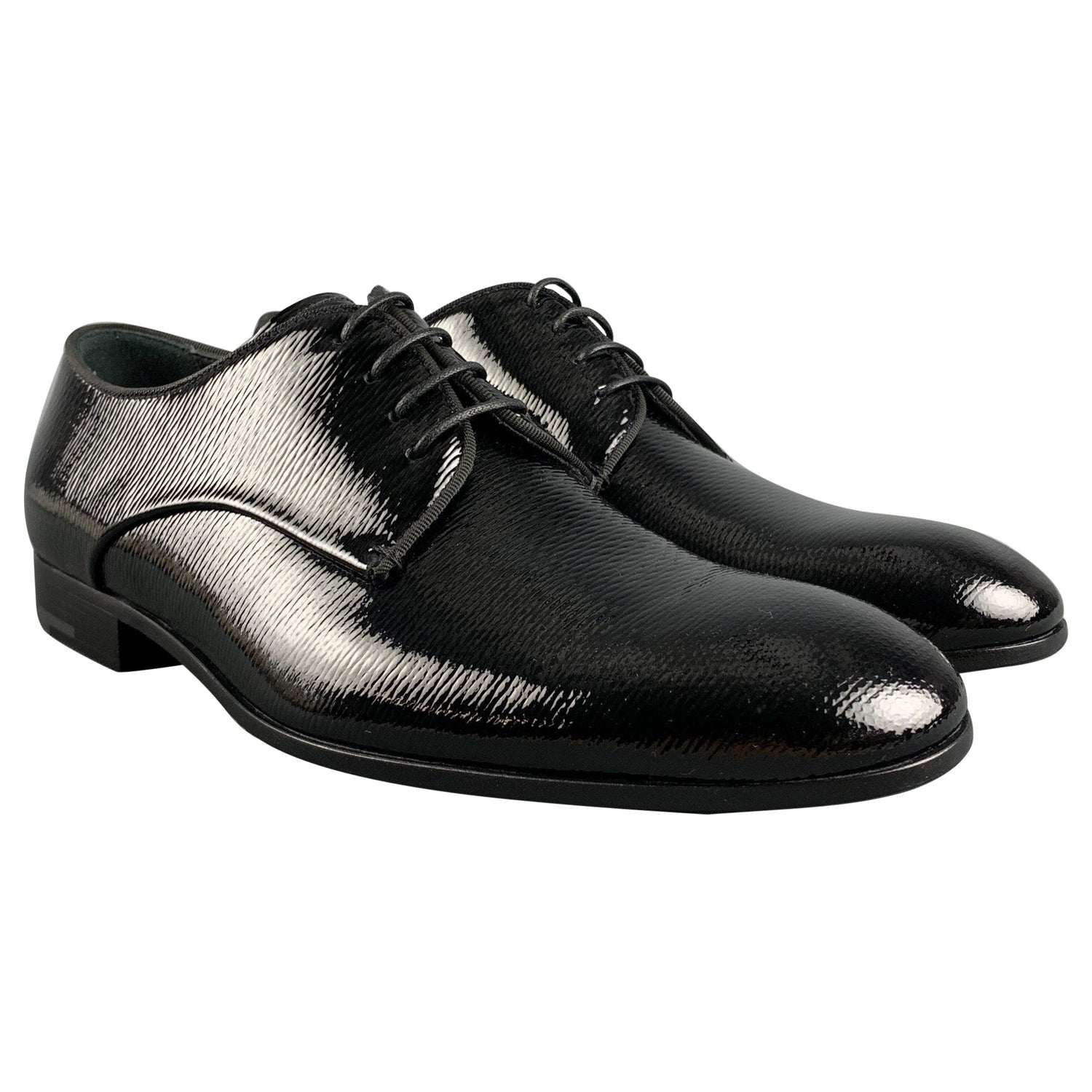 GIORGIO ARMANI Größe 6 Schwarze Schuhe aus massivem Leder mit Schnürung und Schnürung