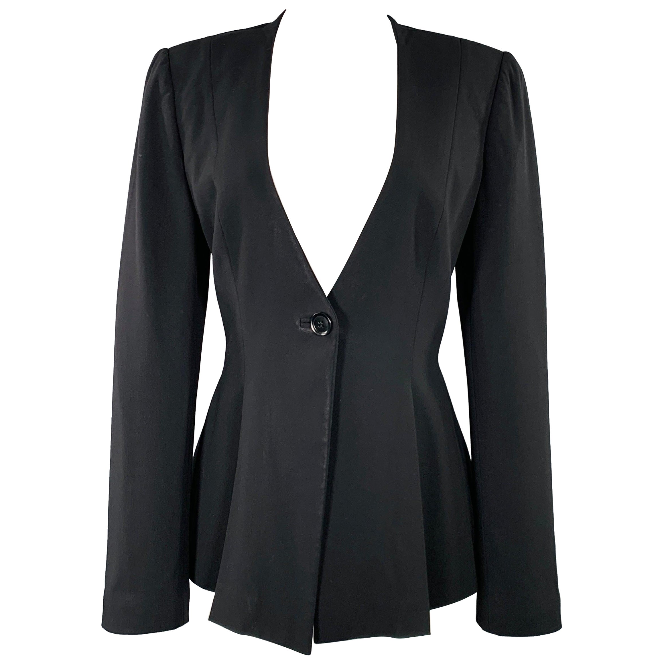 GIORGIO ARMANI Giacca Blazer in misto lana nera Taglia 6
