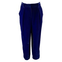 GIORGIO ARMANI Size 6 Blue Velvet Viscose Silk Pants