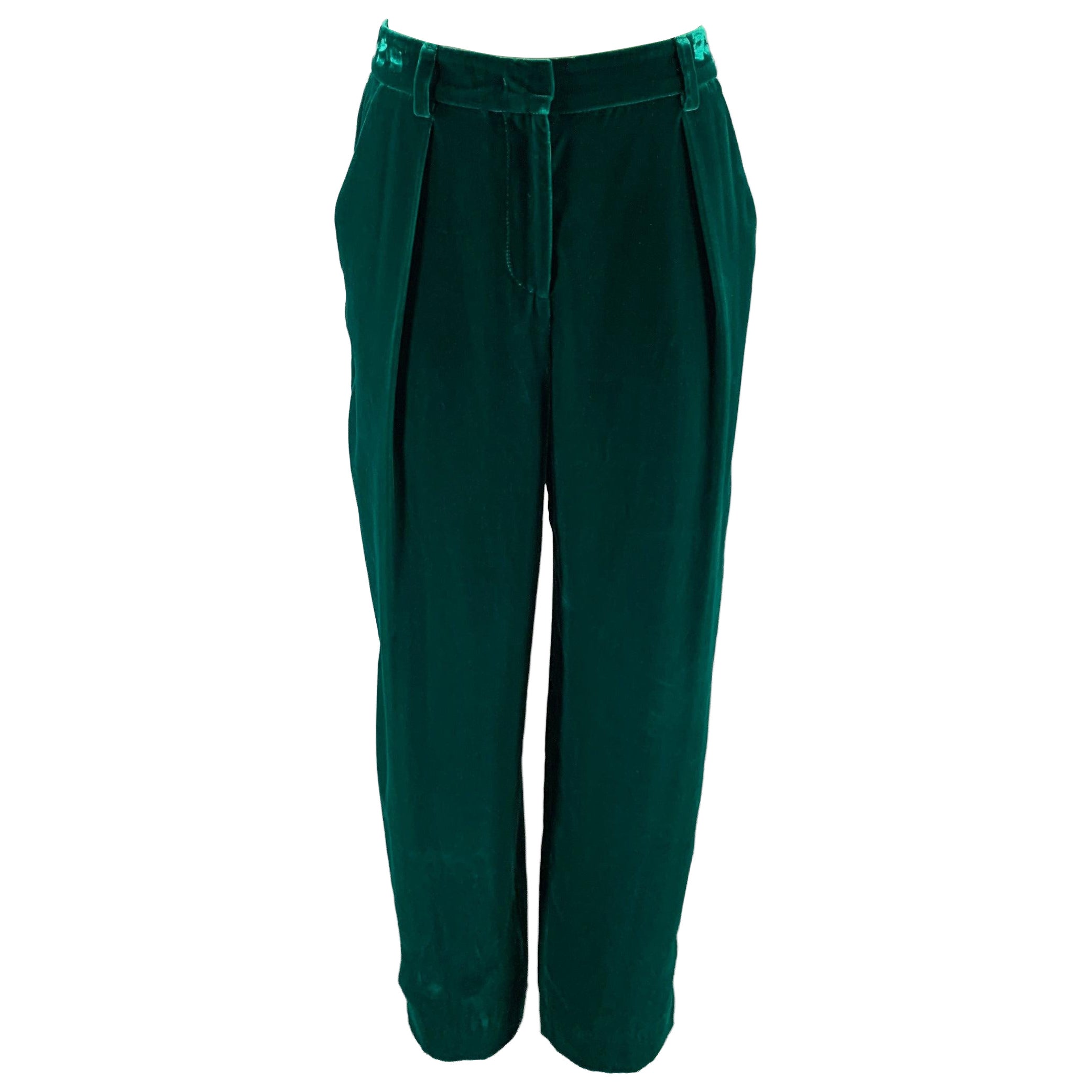 GIORGIO ARMANI Größe 6 Grün Smaragd Samt Viskose Seide Hose im Angebot