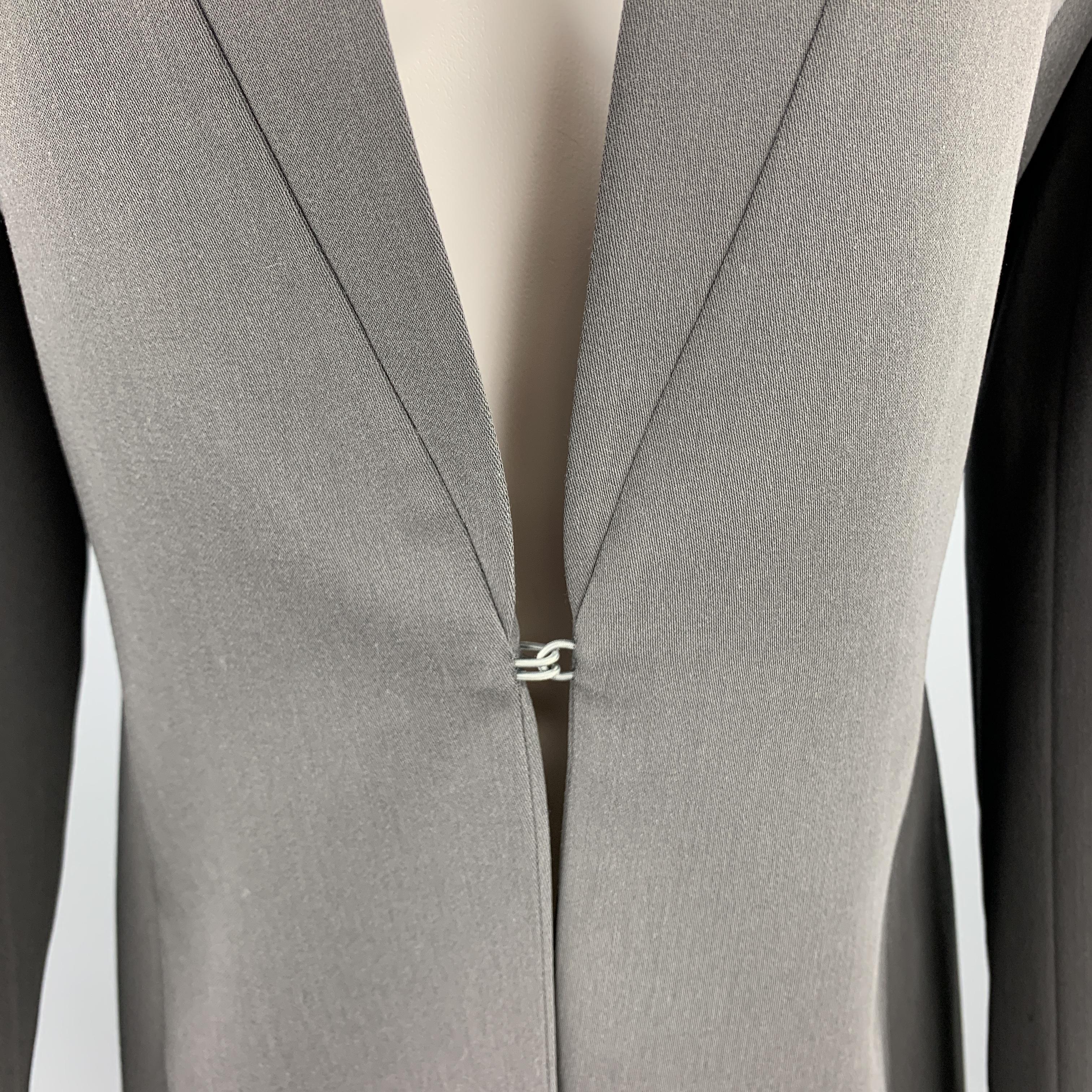 GIORGIO ARMANI Size 6 Grey Wool Shawl Cllar Hook Closure Blazer 