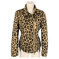 GIORGIO ARMANI Size 6 Tan Black Polyester Animal Print Jacket