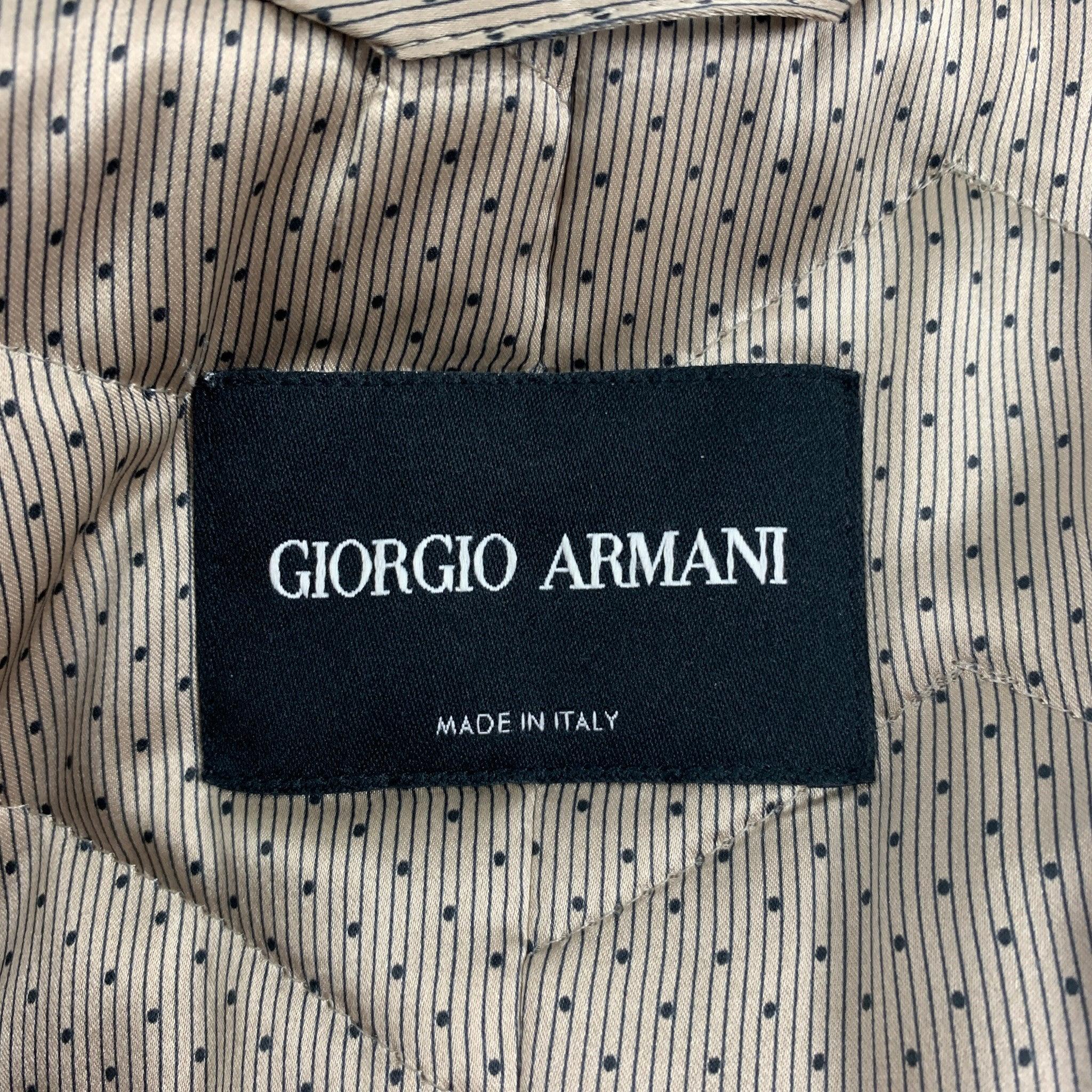 GIORGIO ARMANI Größe 6 Tan Schwarz Polyester Jacquard Jacke mit Tiermuster und Reißverschluss oben im Angebot 3