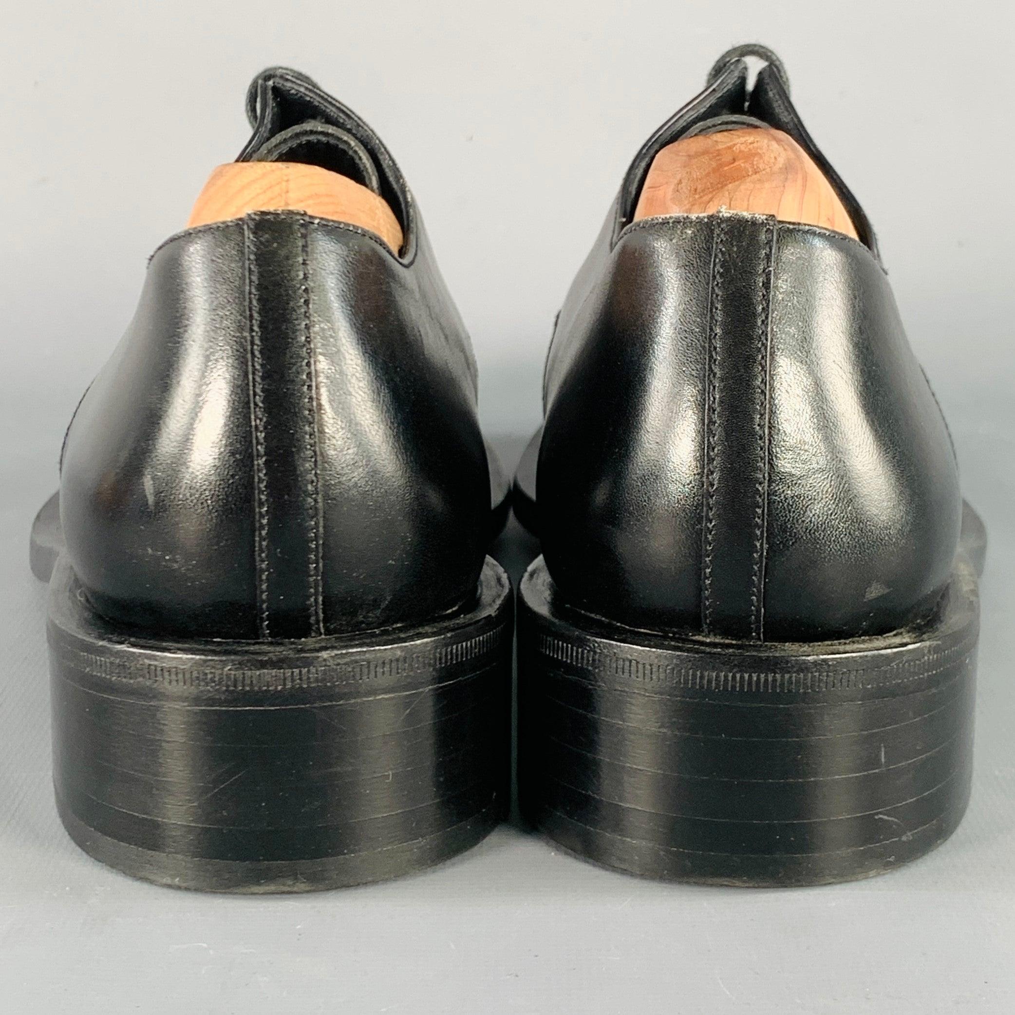 Noir GIORGIO ARMANI Taille 7 Derby en cuir noir Chaussures à lacets en vente