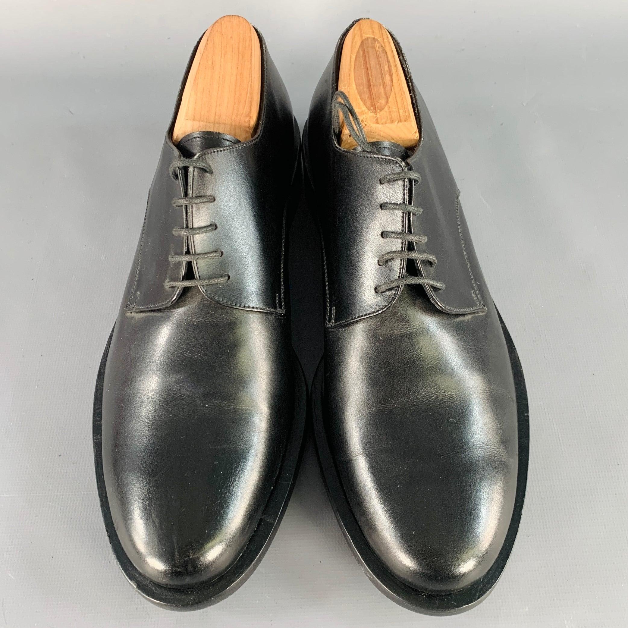 GIORGIO ARMANI Taille 7 Derby en cuir noir Chaussures à lacets Bon état - En vente à San Francisco, CA