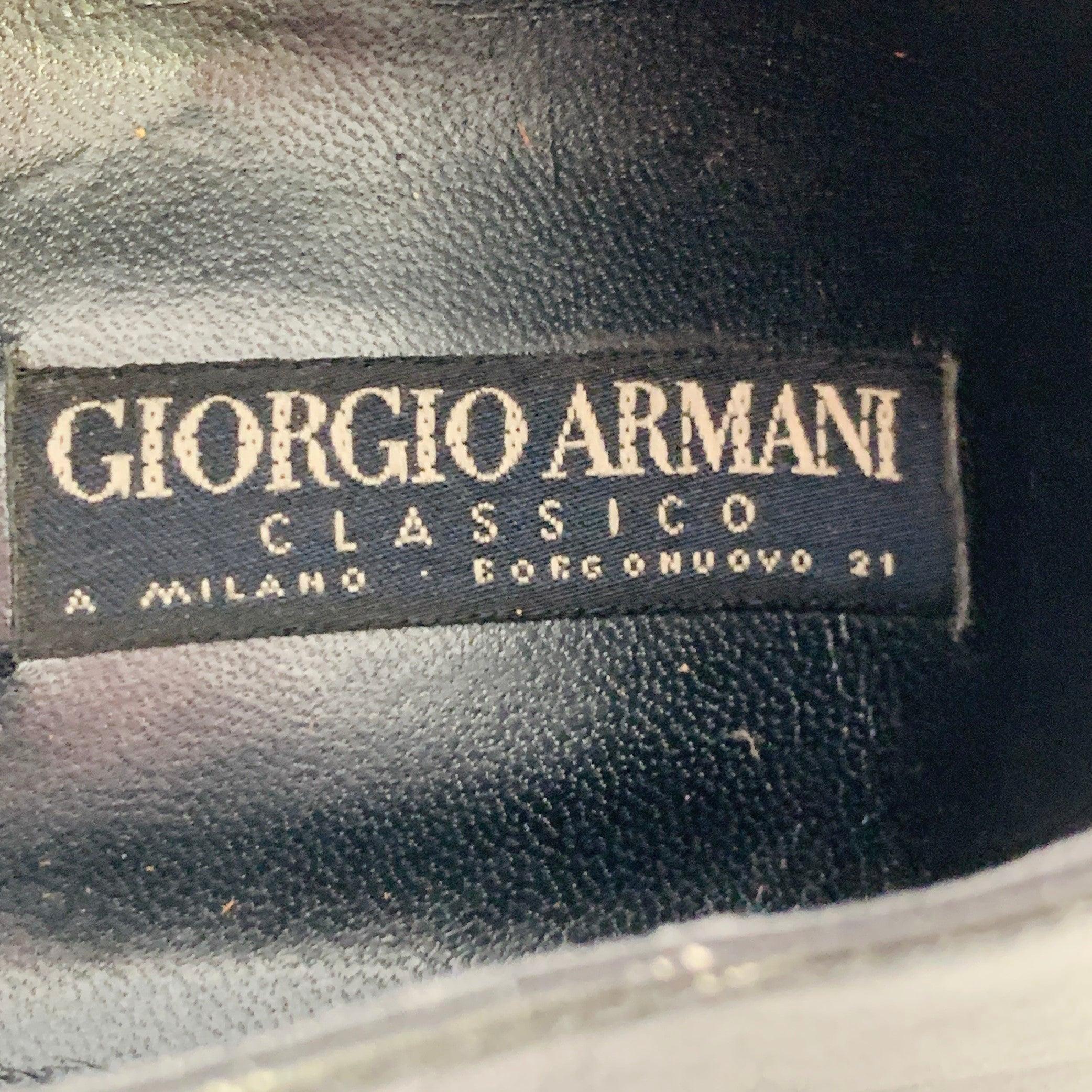 GIORGIO ARMANI Taille 7 Derby en cuir noir Chaussures à lacets en vente 2