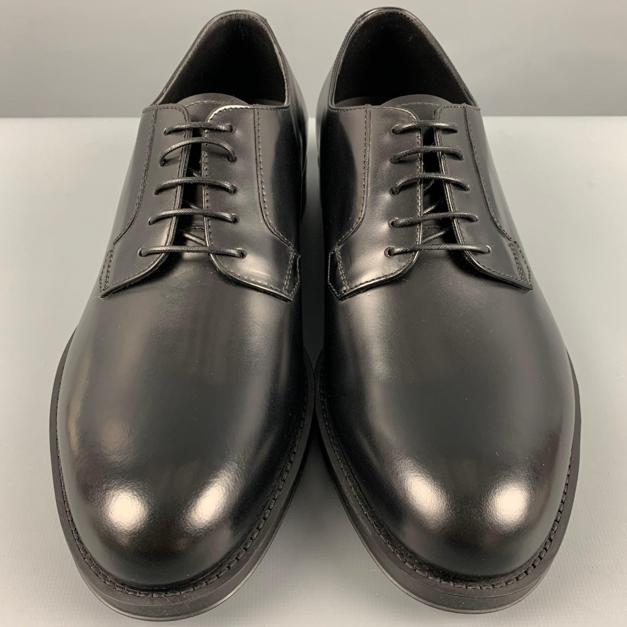 Men's GIORGIO ARMANI Size 7 Black Leather Lace-Up Shoes For Sale