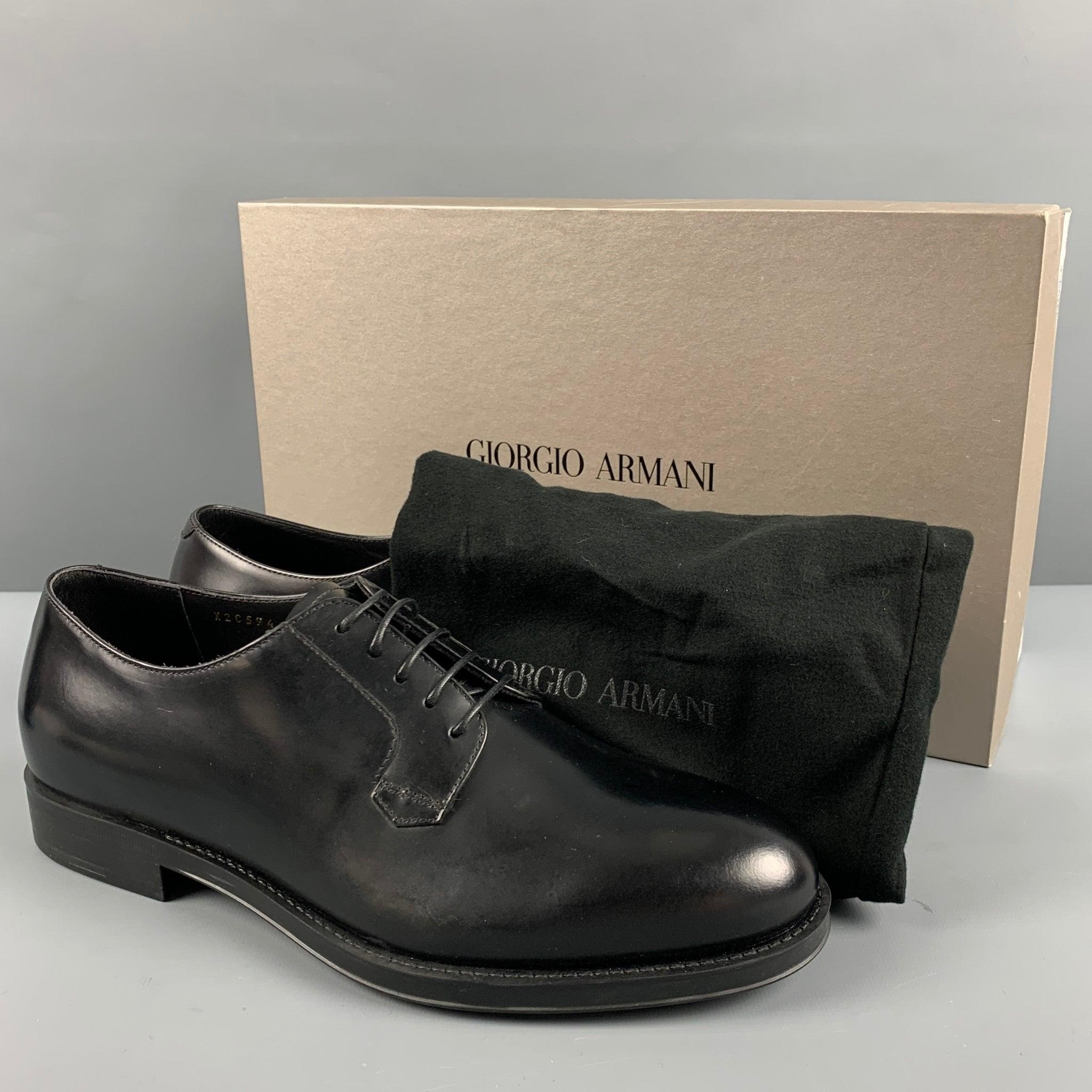 GIORGIO ARMANI Size 7 Black Leather Lace-Up Shoes For Sale 5