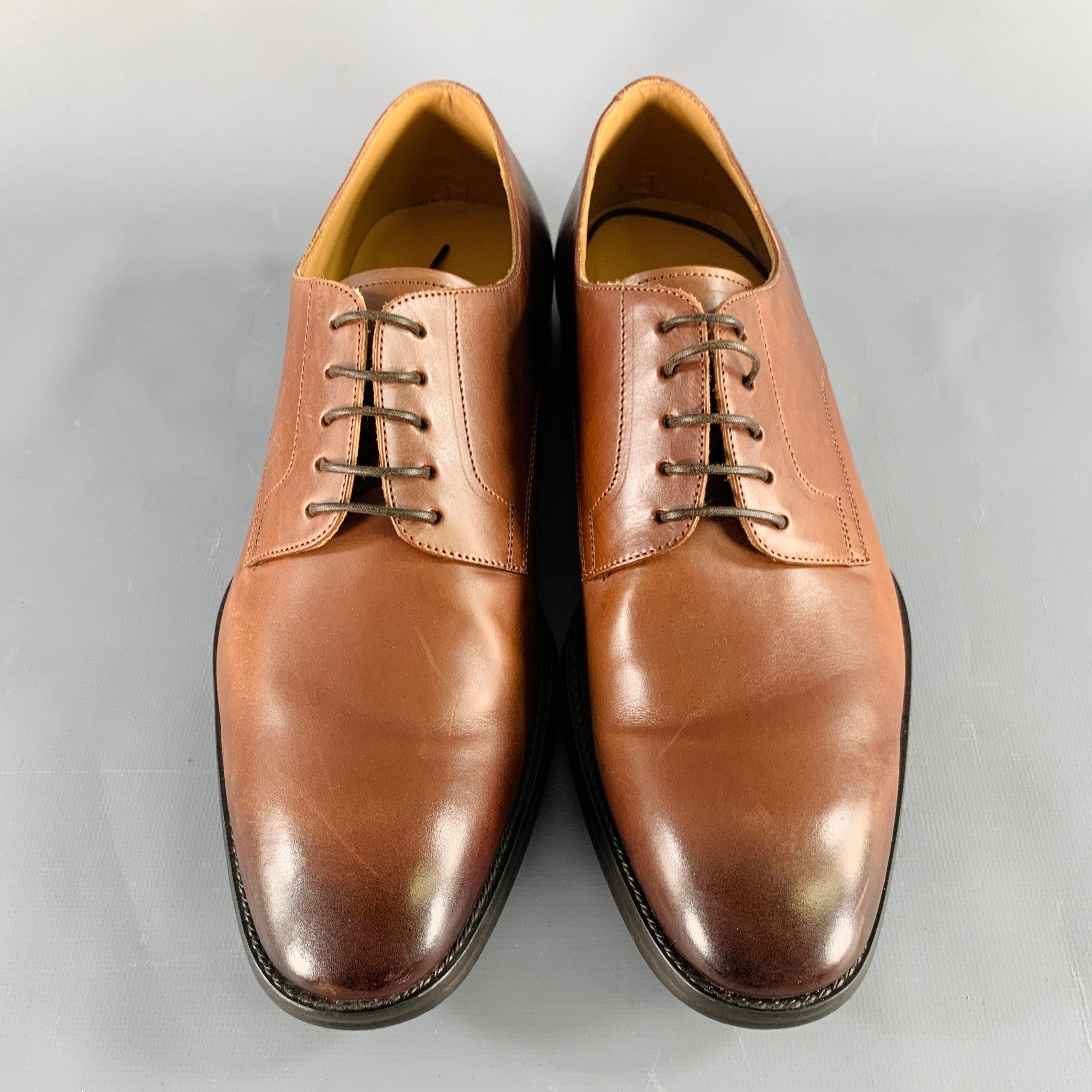 Men's GIORGIO ARMANI Size 7.5 Brown Leather Lace-Up Shoes For Sale