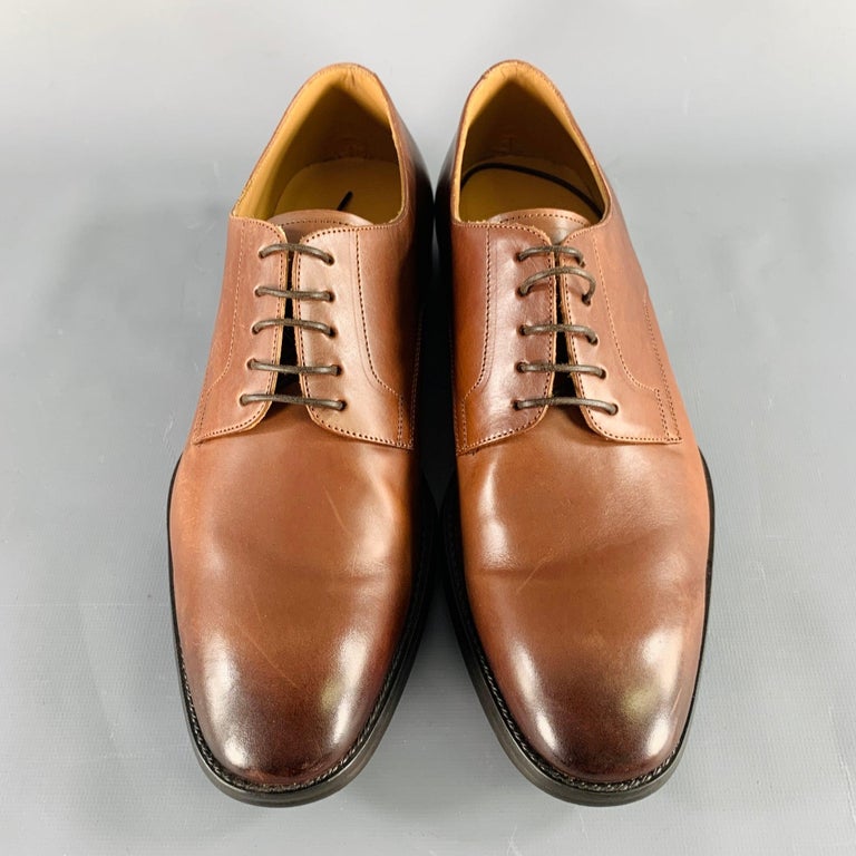 GIORGIO ARMANI Size 7.5 Brown Leather Lace-Up Shoes For Sale  display picture 1