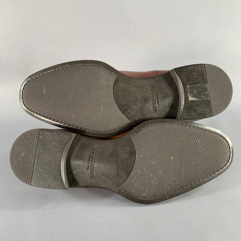 GIORGIO ARMANI Size 7.5 Brown Leather Lace-Up Shoes For Sale  display picture 3