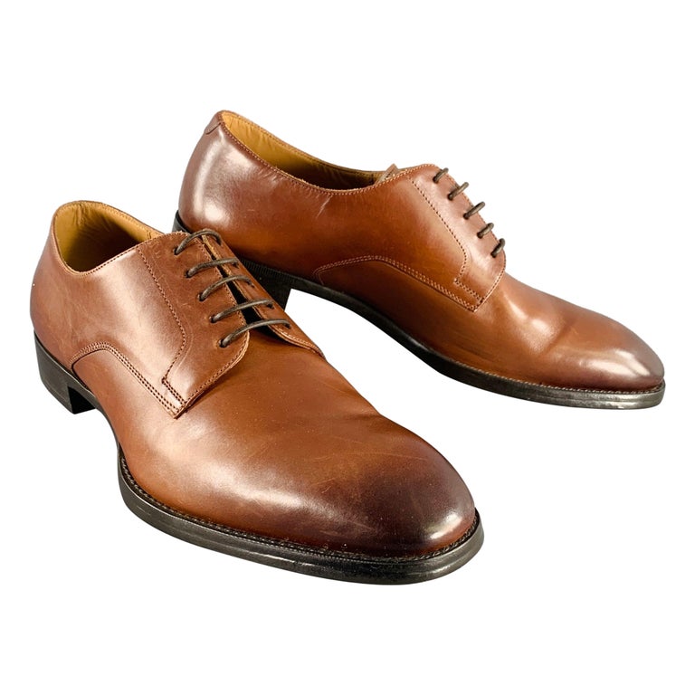 GIORGIO ARMANI Size 7.5 Brown Leather Lace-Up Shoes For Sale  display picture 3