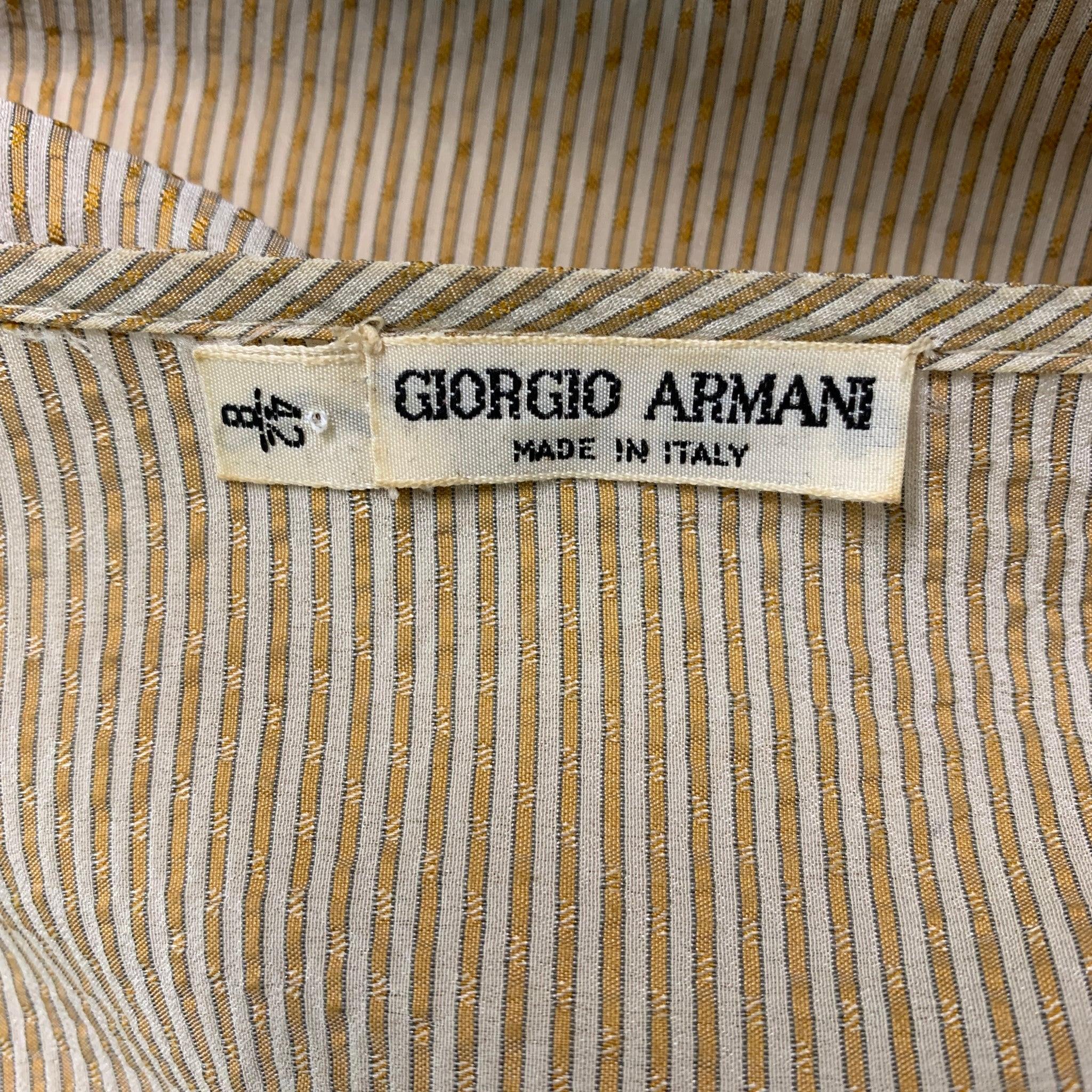 Women's GIORGIO ARMANI Size 8 Beige Silk Stripe Tunic Blouse For Sale