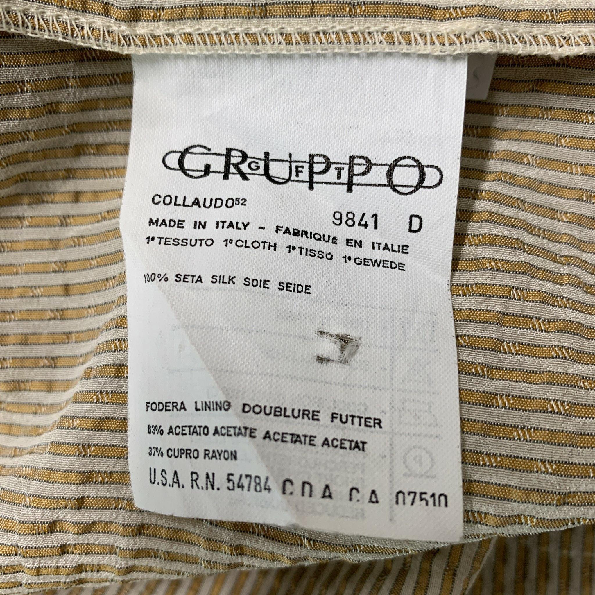 GIORGIO ARMANI Size 8 Beige Silk Stripe Tunic Blouse For Sale 1