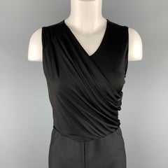 GIORGIO ARMANI Size 8 Black Draped Top Wide Leg Tuxedo Jumpsuit
