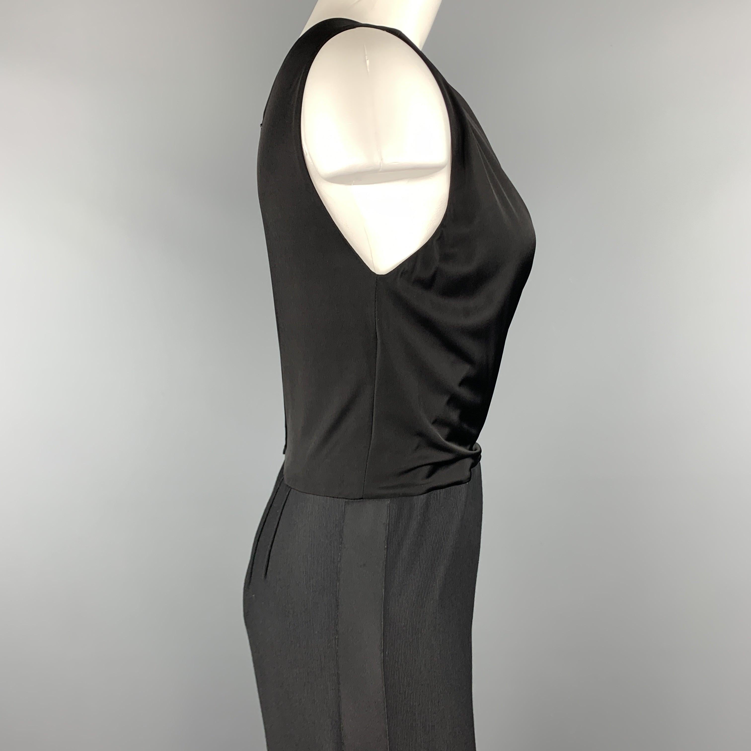 GIORGIO ARMANI Size 8 Black Draped Top Wide Leg Tuxedo Jumpsuit For Sale 1