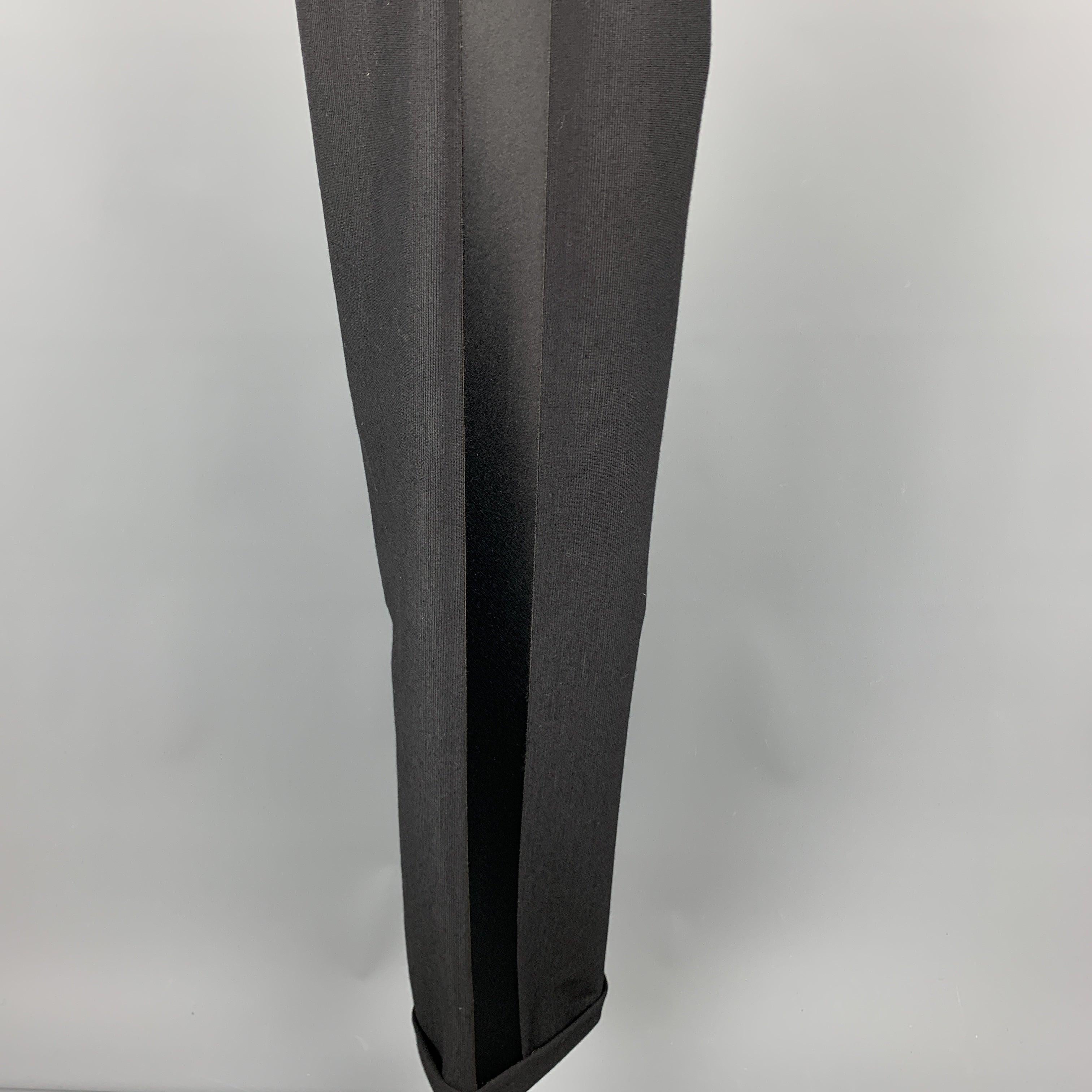 GIORGIO ARMANI Size 8 Black Draped Top Wide Leg Tuxedo Jumpsuit For Sale 2