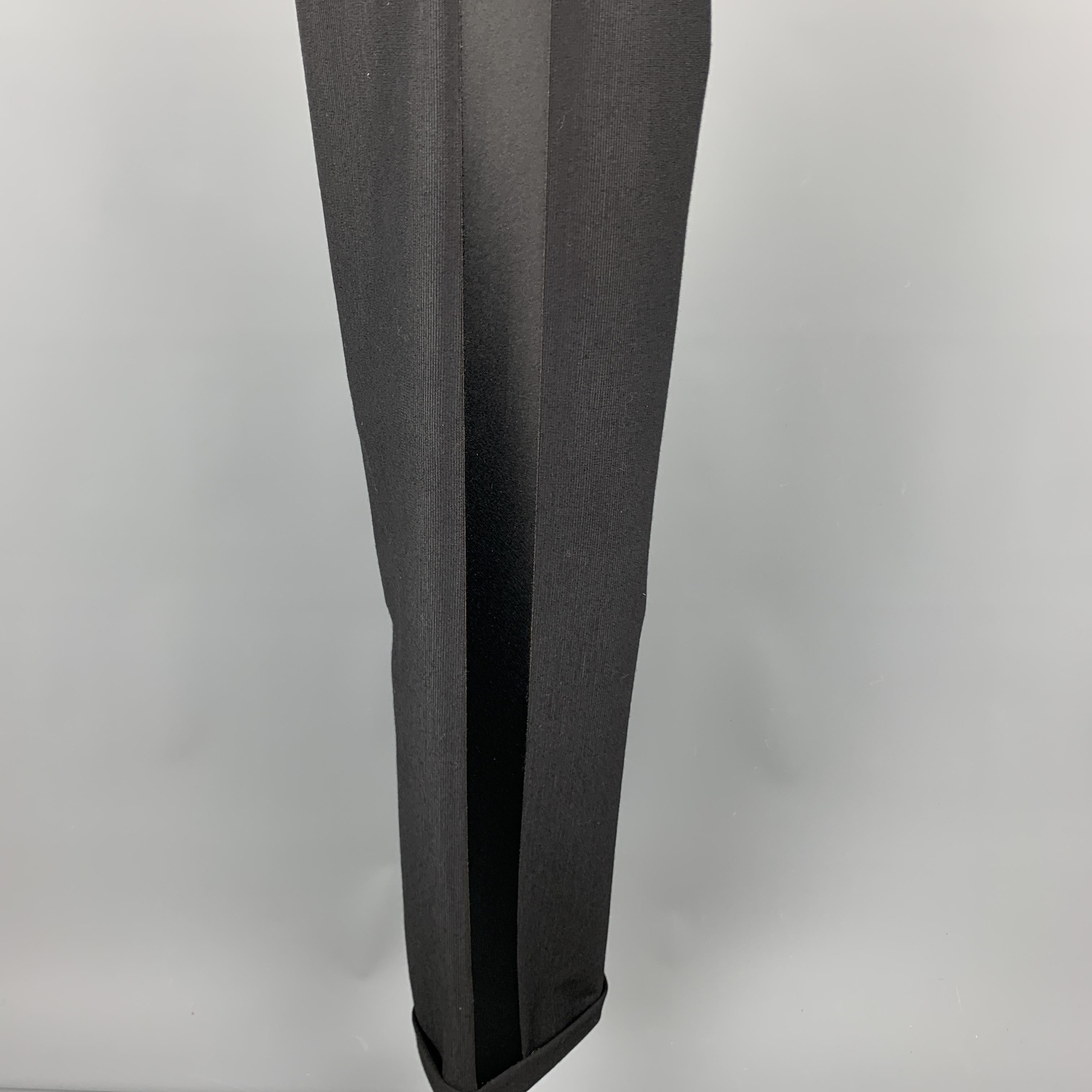 GIORGIO ARMANI Size 8 Black Draped Top Wide Leg Tuxedo Jumpsuit In Excellent Condition In San Francisco, CA