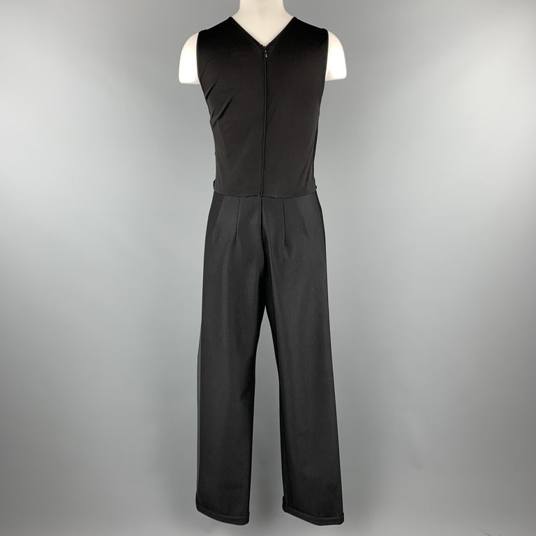GIORGIO ARMANI Size 8 Black Draped Top Wide Leg Tuxedo Jumpsuit For ...