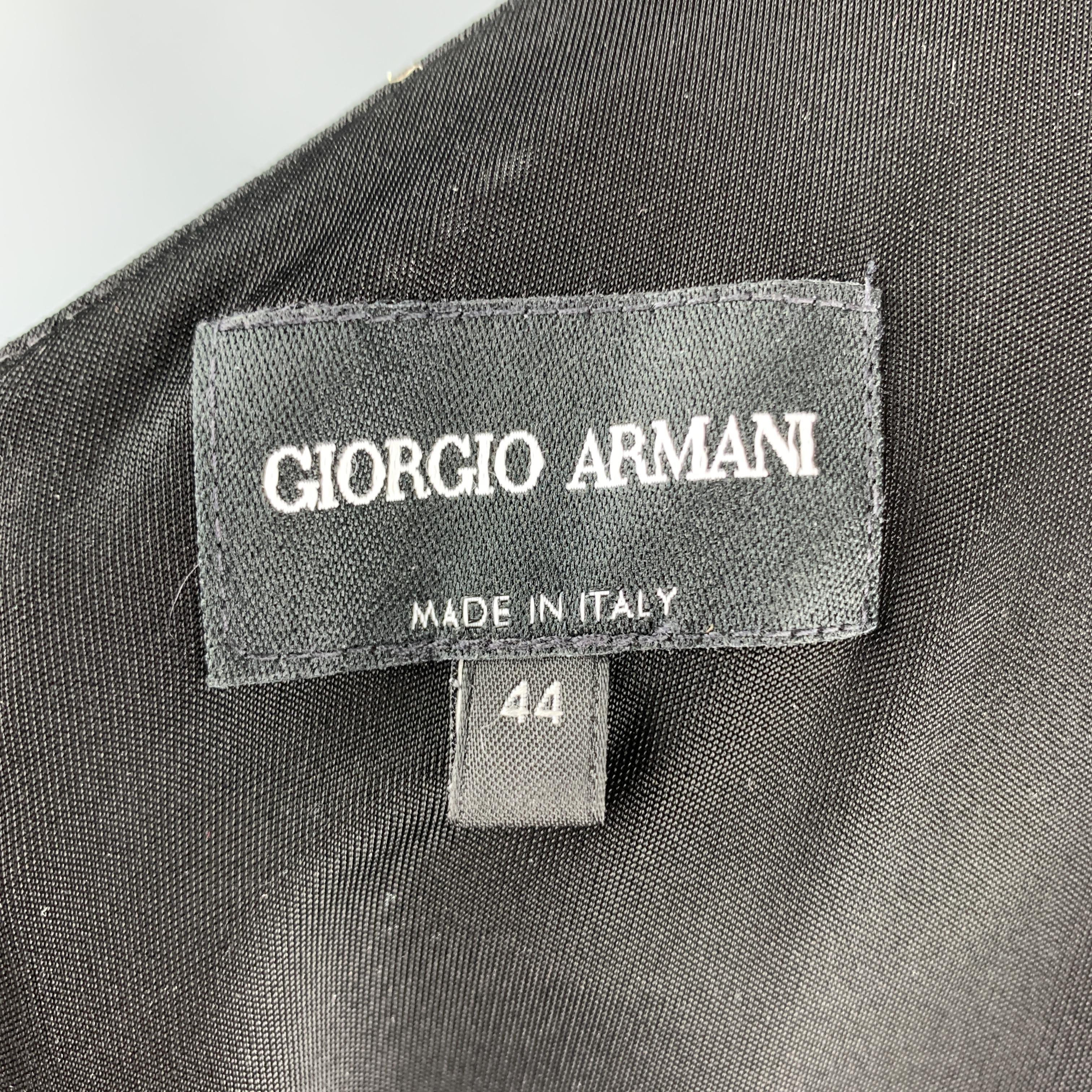 GIORGIO ARMANI Size 8 Black Draped Top Wide Leg Tuxedo Jumpsuit 1