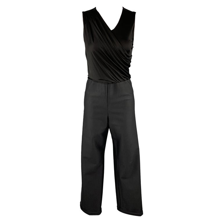 GIORGIO ARMANI Size 8 Black Draped Top Wide Leg Tuxedo Jumpsuit For Sale at  1stDibs | tuxedo overalls, armani jumpsuit, women's tuxedo jumpsuit black  and white