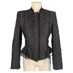 GIORGIO ARMANI Size 8 Black Silk Textured Jacket