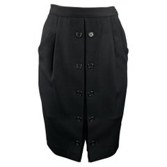 GIORGIO ARMANI Size 8 Black Twill Pencil Skirt