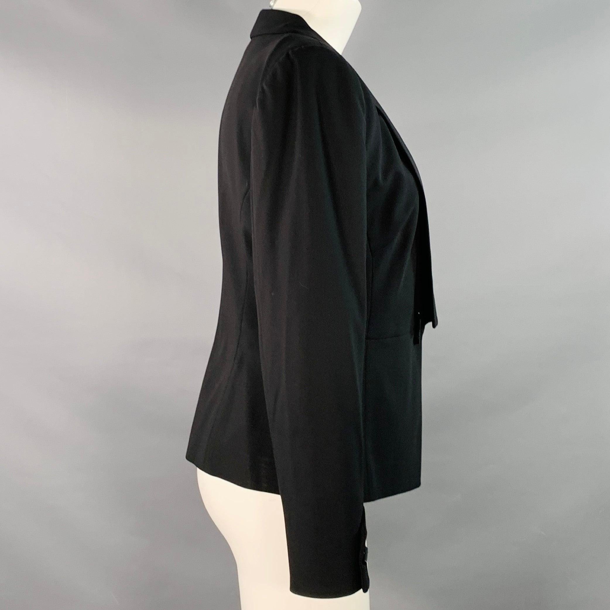 Women's GIORGIO ARMANI Size 8 Black Virgin Wool Shawl Collar Jacket Blazer For Sale