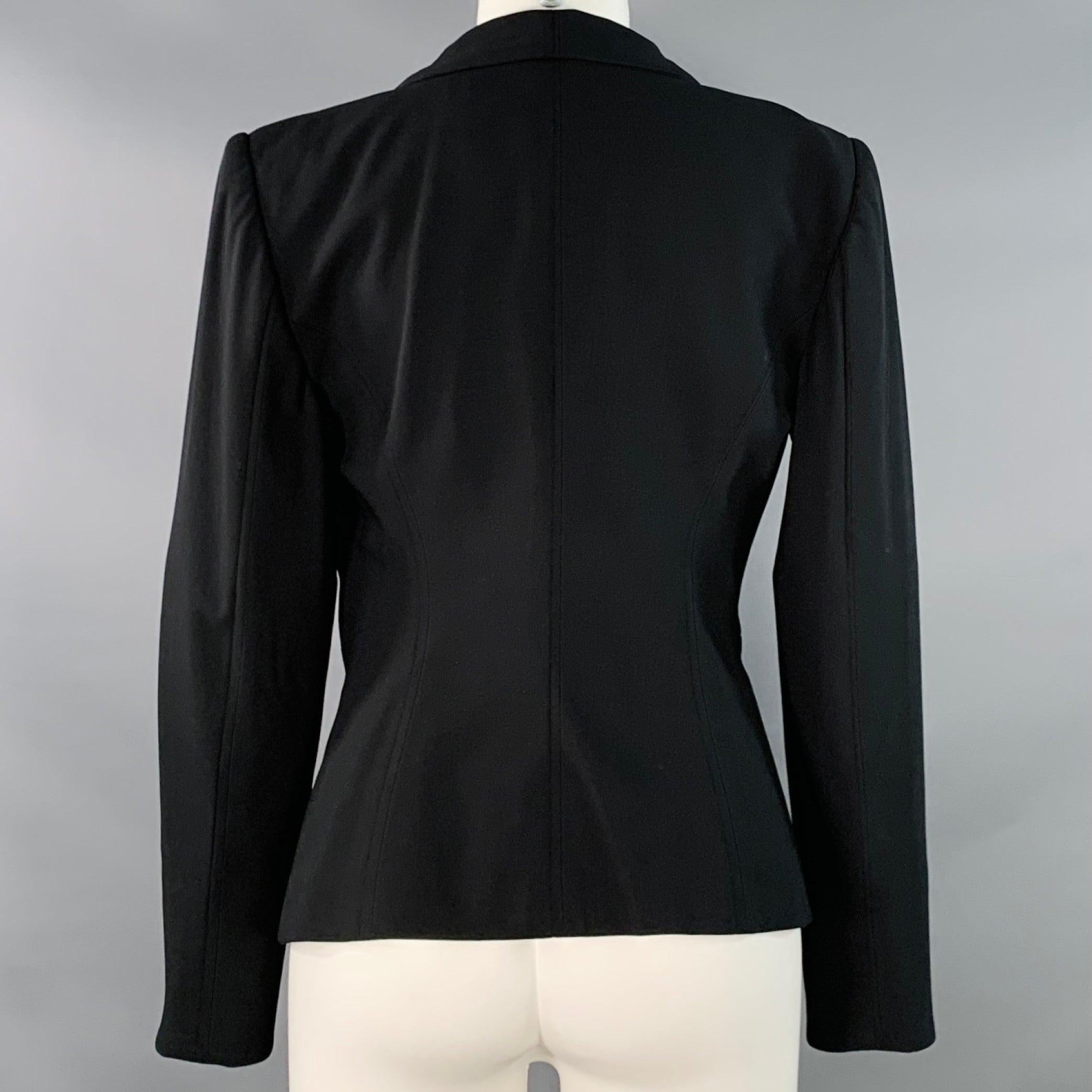 GIORGIO ARMANI Size 8 Black Virgin Wool Shawl Collar Jacket Blazer For Sale 1
