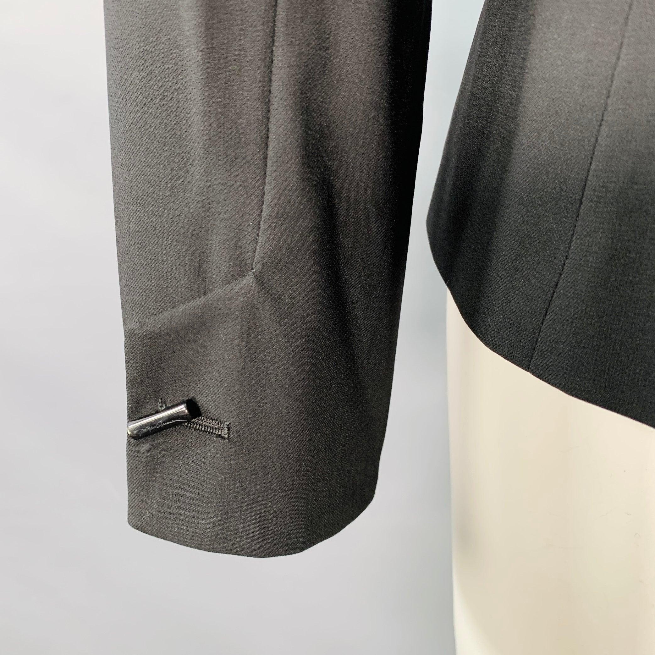 GIORGIO ARMANI Size 8 Black Virgin Wool Shawl Collar Jacket Blazer For Sale 2
