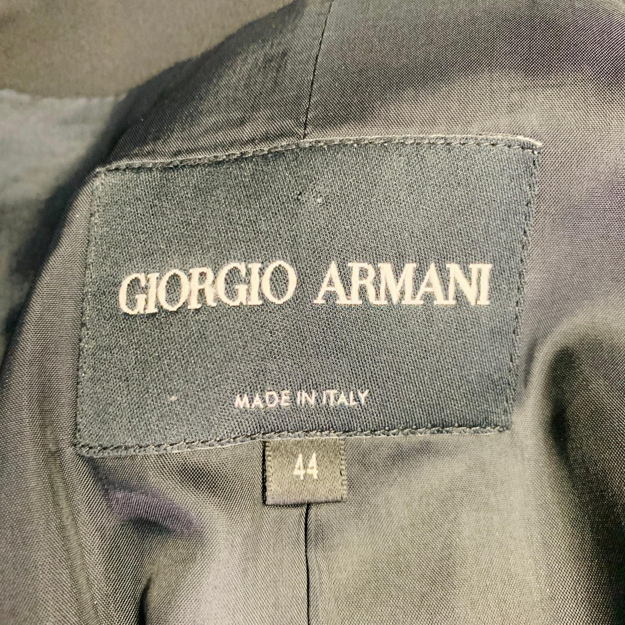 GIORGIO ARMANI Size 8 Black Virgin Wool Shawl Collar Jacket Blazer For Sale 3